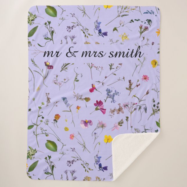 custom pressed dried flowers blanket (Front)