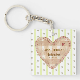 Custom pretty and chic heart pattern Birthday Key Ring
