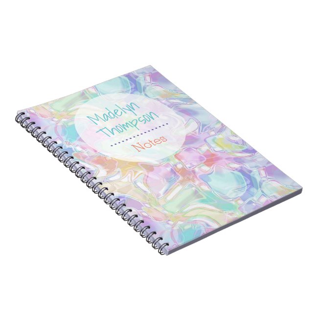Custom Pretty Cute Colorful Swirls Pattern Notebook (Right Side)