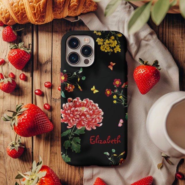 Custom Pretty Cute Colour Flowers Garden Hand Draw Case-Mate iPhone Case (The pretty stunning custom phone case with colorful flowers blooming in spring.)