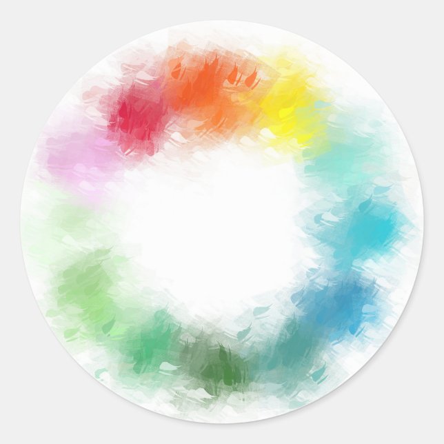Custom Pretty Modern Colourful Abstract Blank Classic Round Sticker (Front)