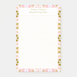 Custom Pretty Pink Green Dot Grid New Baby Planner Post-it Notes