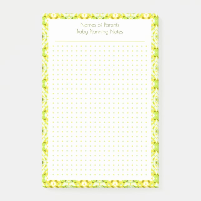 Custom Pretty Yellow Dot Grid New Mum Baby Planner Post-it Notes (Front)
