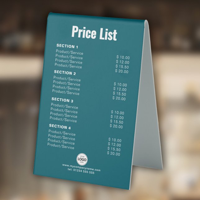 Custom Price List or Services Simple Modern Teal (Creator Uploaded)