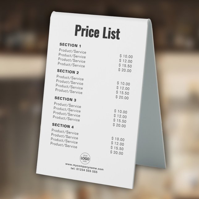 Custom Price List or Services Simple Modern White (Creator Uploaded)