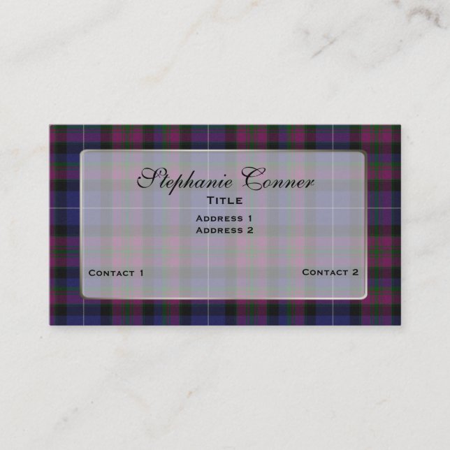 Custom Pride of Scotland Colourful Plaid Business Card (Front)
