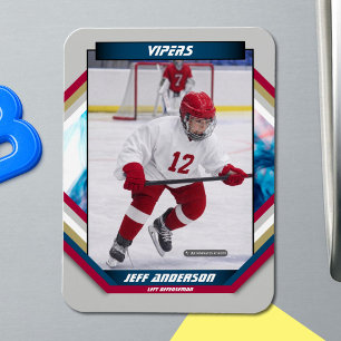 Custom Prime Orange & White Ice Hockey Photo Magne Magnet