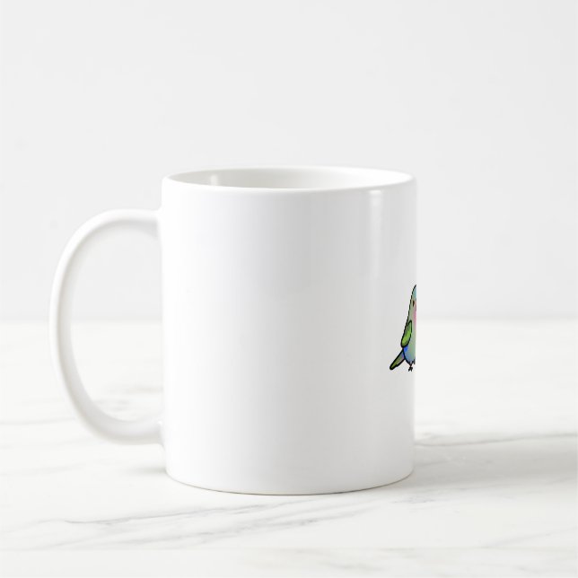 CUSTOM: Princess Parakeet and Blue Parrotlet Coffee Mug (Left)
