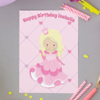 Custom Princess Pretty Pink Blonde Girl Birthday