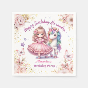 Custom Princess Unicorn Birthday Birthday Party Napkin