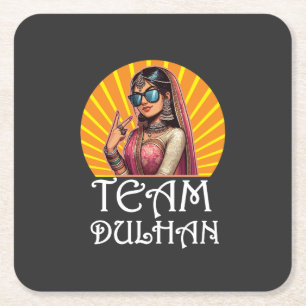 Custom Print Desi Wedding Shaadi Vibes Square Paper Coaster