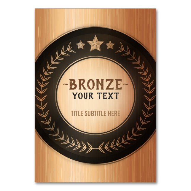 CUSTOM PRINT DIY MEDAL Bronze ADD YOUR LOGO edit Table Number (Front)