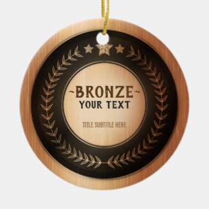 CUSTOM PRINT DIY MEDAL Bronze Champion EDITABLE Ceramic Ornament
