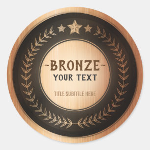 CUSTOM PRINT DIY MEDAL Bronze Champion EDITABLE Classic Round Sticker