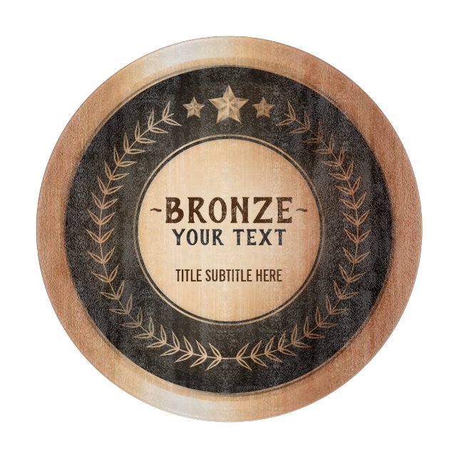 CUSTOM PRINT DIY MEDAL Bronze Champion EDITABLE Cutting Board (Front)