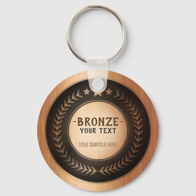 CUSTOM PRINT DIY MEDAL Bronze Champion EDITABLE Key Ring (Front)