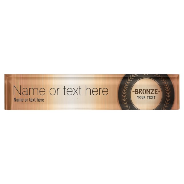 CUSTOM PRINT DIY MEDAL Bronze Champion EDITABLE Nameplate (Front)