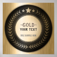 CUSTOM PRINT DIY MEDAL Gold #1 Champion EDITABLE