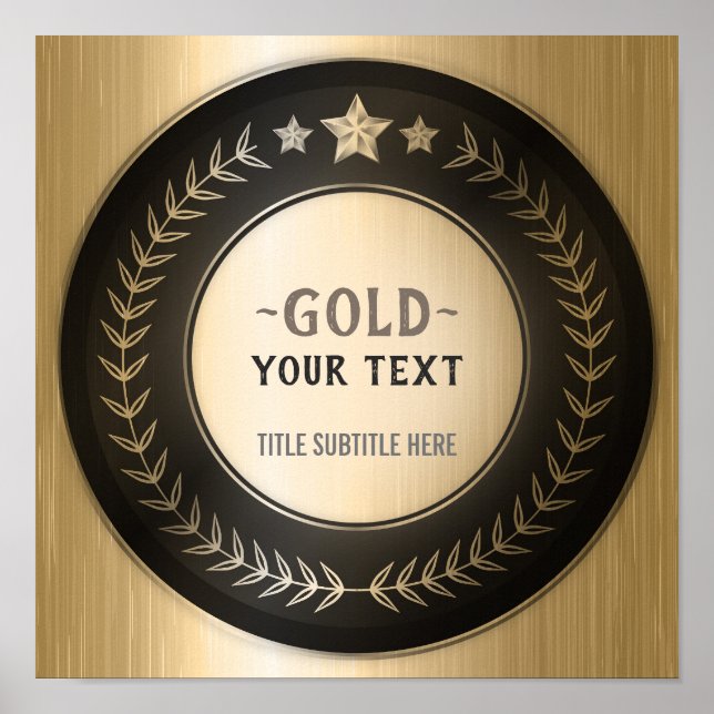 CUSTOM PRINT DIY MEDAL Gold #1 Champion EDITABLE (Front)