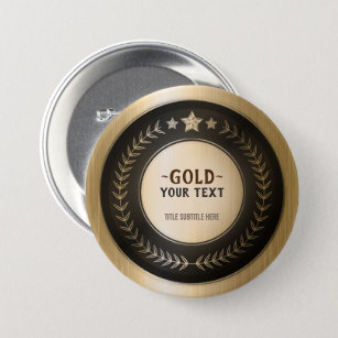 CUSTOM PRINT DIY MEDAL Gold #1 Champion EDITABLE 7.5 Cm Round Badge