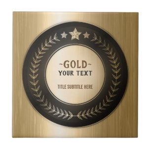 CUSTOM PRINT DIY MEDAL Gold #1 Champion EDITABLE Ceramic Tile
