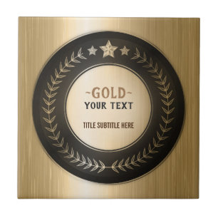 CUSTOM PRINT DIY MEDAL Gold #1 Champion EDITABLE Ceramic Tile