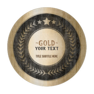 CUSTOM PRINT DIY MEDAL Gold #1 Champion EDITABLE Cutting Board