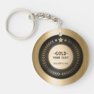 CUSTOM PRINT DIY MEDAL Gold #1 Champion EDITABLE Key Ring