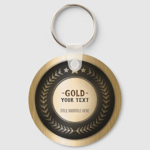 CUSTOM PRINT DIY MEDAL Gold #1 Champion EDITABLE Key Ring