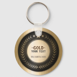 CUSTOM PRINT DIY MEDAL Gold #1 Champion EDITABLE Key Ring