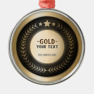 CUSTOM PRINT DIY MEDAL Gold #1 Champion EDITABLE Metal Ornament