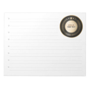 CUSTOM PRINT DIY MEDAL Gold #1 Champion EDITABLE Notepad
