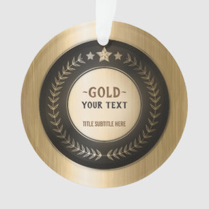 CUSTOM PRINT DIY MEDAL Gold #1 Champion EDITABLE Ornament