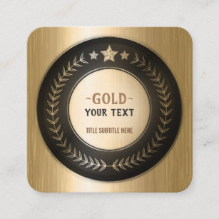 CUSTOM PRINT DIY MEDAL Gold #1 Champion EDITABLE Square Business Card