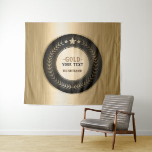 CUSTOM PRINT DIY MEDAL Gold #1 Champion EDITABLE Tapestry