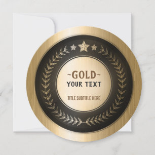 CUSTOM PRINT DIY MEDAL Gold #1 Champion EDITABLE Thank You Card