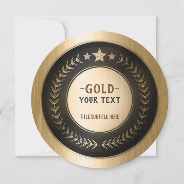 CUSTOM PRINT DIY MEDAL Gold #1 Champion EDITABLE Thank You Card (Front)