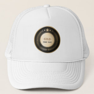 CUSTOM PRINT DIY MEDAL Gold #1 Champion EDITABLE Trucker Hat