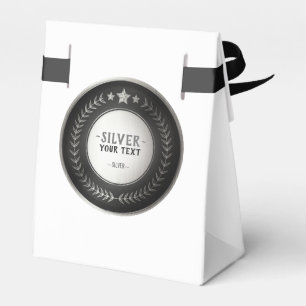 CUSTOM PRINT DIY MEDAL Silver ADD YOUR LOGO edit Favour Box