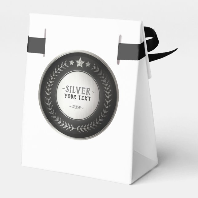 CUSTOM PRINT DIY MEDAL Silver ADD YOUR LOGO edit Favour Box (Back Side)