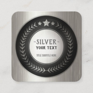 CUSTOM PRINT DIY MEDAL Silver ADD YOUR LOGO edit Square Business Card