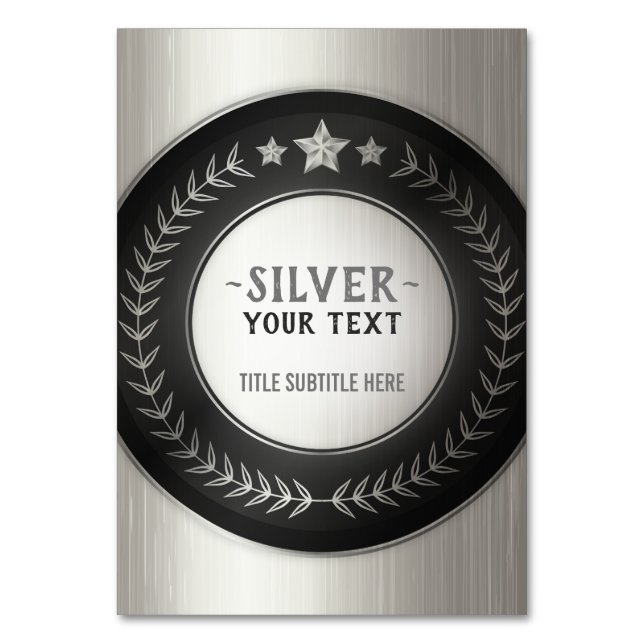 CUSTOM PRINT DIY MEDAL Silver ADD YOUR LOGO edit Table Number (Front)