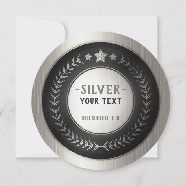 CUSTOM PRINT DIY MEDAL Silver ADD YOUR LOGO edit Thank You Card (Front)