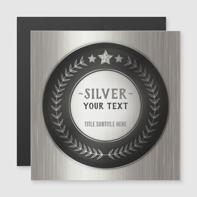 CUSTOM PRINT DIY MEDAL Silver Champion EDITABLE (Front/Back)