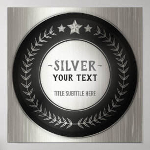 CUSTOM PRINT DIY MEDAL Silver Champion EDITABLE