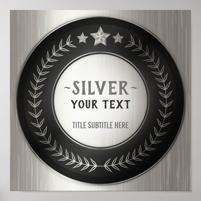 CUSTOM PRINT DIY MEDAL Silver Champion EDITABLE (Front)