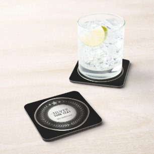 CUSTOM PRINT DIY MEDAL Silver Champion EDITABLE Coaster