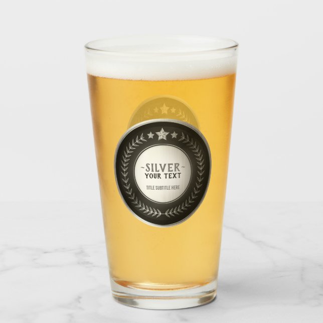 CUSTOM PRINT DIY MEDAL Silver Champion EDITABLE Glass (Front Filled)
