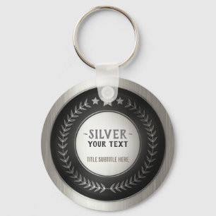 CUSTOM PRINT DIY MEDAL Silver Champion EDITABLE Key Ring