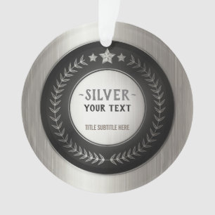 CUSTOM PRINT DIY MEDAL Silver Champion EDITABLE Ornament